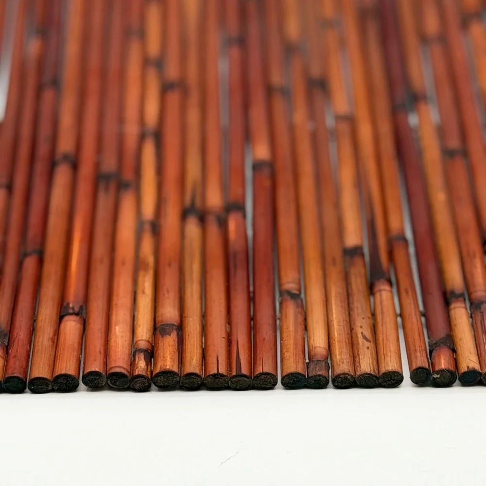 Vintage Burnt Bamboo Rollable Table Runner Placemat 20x9.5 Tropical Boho Decor